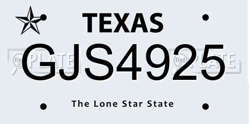 GJS4925 Texas License Plate