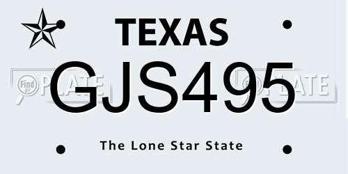 GJS495 Texas License Plate
