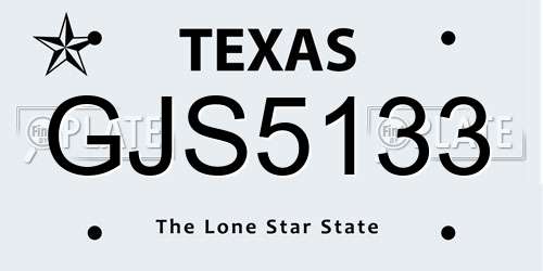 GJS5133 Texas License Plate