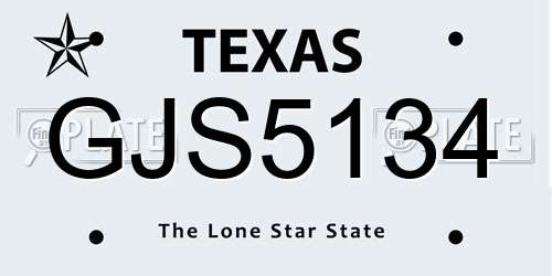 GJS5134 Texas License Plate