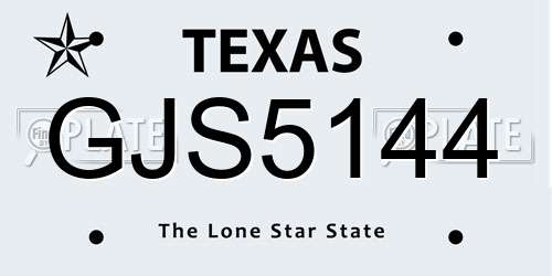GJS5144 Texas License Plate