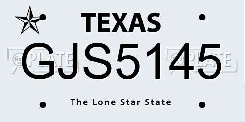 GJS5145 Texas License Plate