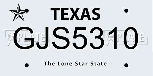GJS5310 Texas License Plate