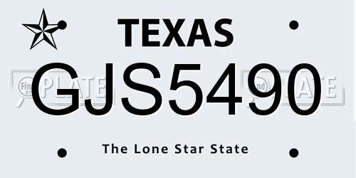 GJS5490 Texas License Plate
