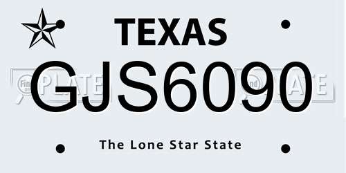 GJS6090 Texas License Plate