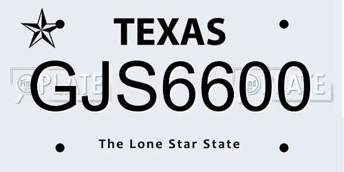 GJS6600 Texas License Plate