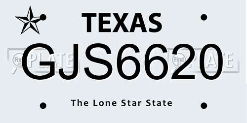 GJS6620 Texas License Plate