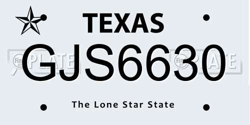 GJS6630 Texas License Plate