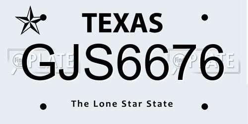 GJS6676 Texas License Plate