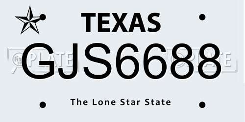 GJS6688 Texas License Plate