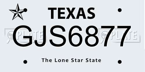 GJS6877 Texas License Plate