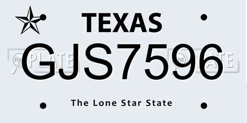 GJS7596 Texas License Plate