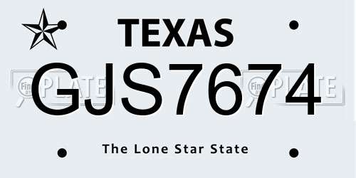 GJS7674 Texas License Plate