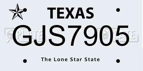 GJS7905 Texas License Plate