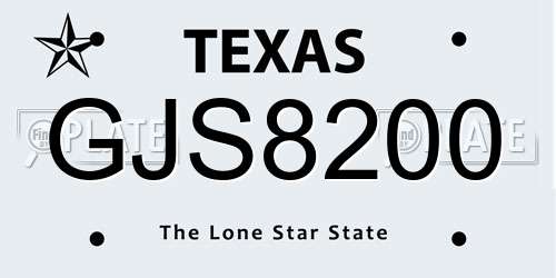 GJS8200 Texas License Plate