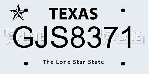GJS8371 Texas License Plate