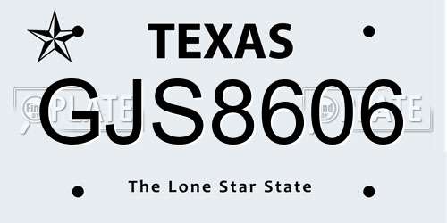 GJS8606 Texas License Plate