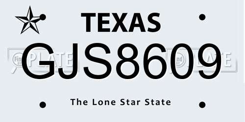 GJS8609 Texas License Plate