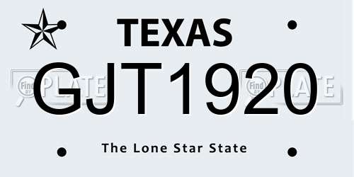 GJT1920 Texas License Plate