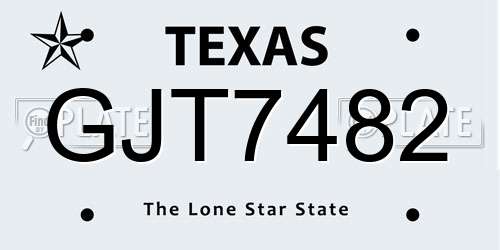 GJT7482 Texas License Plate