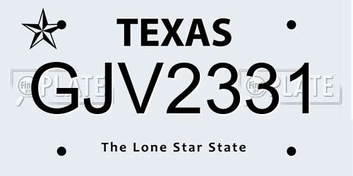 GJV2331 Texas License Plate