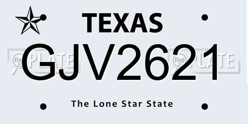 GJV2621 Texas License Plate