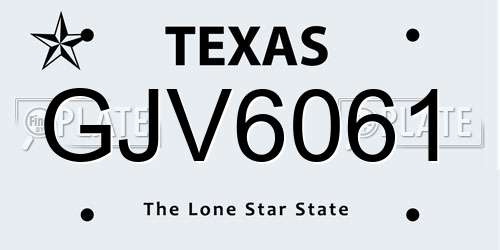 GJV6061 Texas License Plate