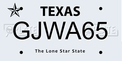 GJWA65 Texas License Plate