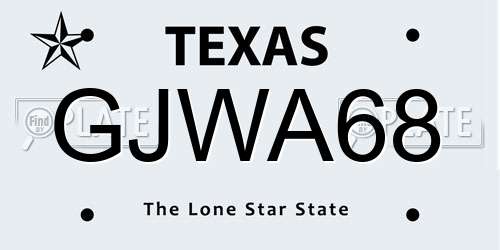 GJWA68 Texas License Plate
