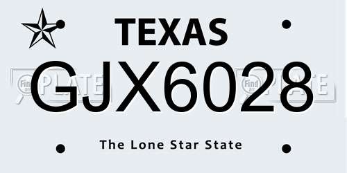 GJX6028 Texas License Plate