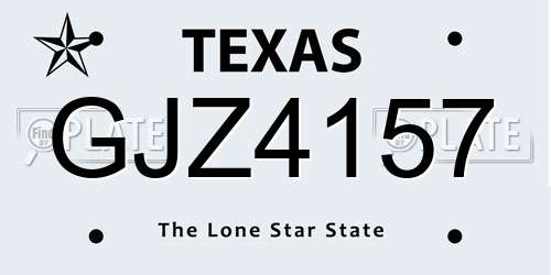 GJZ4157 Texas License Plate