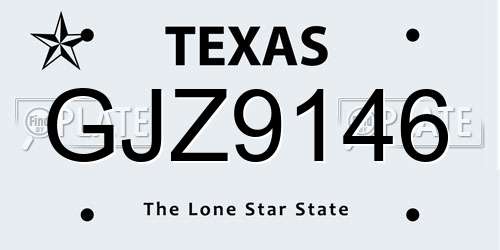 GJZ9146 Texas License Plate