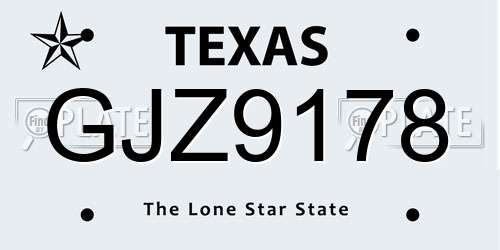 GJZ9178 Texas License Plate