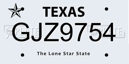GJZ9754 Texas License Plate