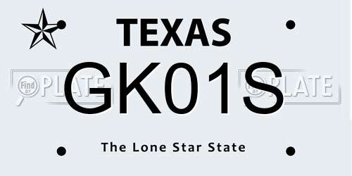 GK01S Texas License Plate