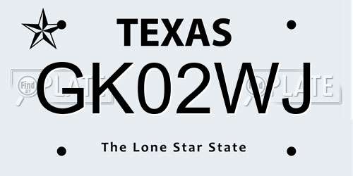 GK02WJ Texas License Plate