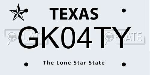 GK04TY Texas License Plate