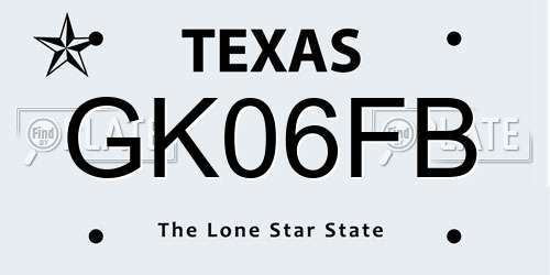 GK06FB Texas License Plate