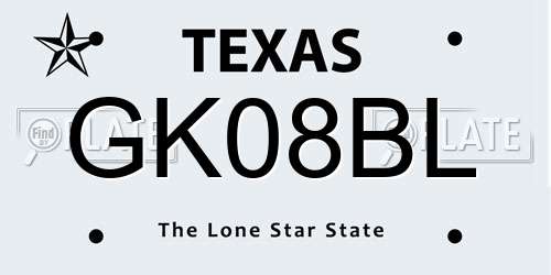 GK08BL Texas License Plate