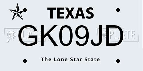 GK09JD Texas License Plate