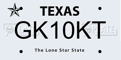GK10KT Texas License Plate