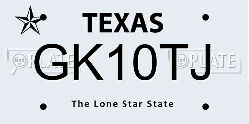 GK10TJ Texas License Plate