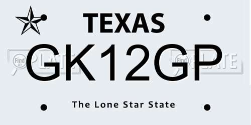 GK12GP Texas License Plate