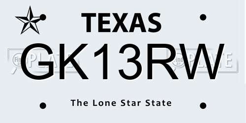 GK13RW Texas License Plate