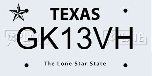 GK13VH Texas License Plate