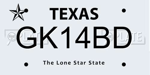 GK14BD Texas License Plate