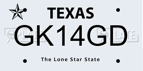 GK14GD Texas License Plate