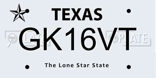 GK16VT Texas License Plate