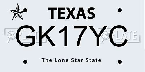 GK17YC Texas License Plate