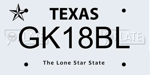 GK18BL Texas License Plate